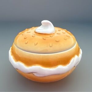 Vintage 1995 Boston Warehouse 6" Bagel Lidded Cream Cheese Bowl Serving Dish